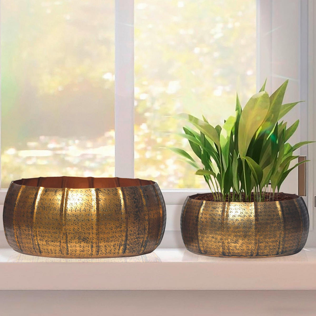DEKOVASE  - Goldfarben, Design, Metall (39/17/39cm) - Livetastic