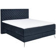 BOXSPRINGBETT 160/200 cm  in Dunkelblau  - Chromfarben/Dunkelblau, Design, Textil/Metall (160/200cm) - Xora