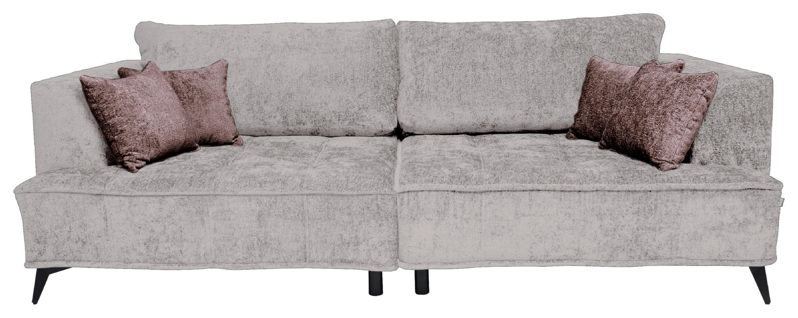 BIGSOFA in Chenille Ecru  - Ecru/Altrosa, Design, Textil/Metall (250/90/120cm) - home24