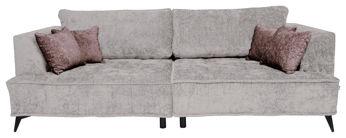BIGSOFA in Chenille Ecru  - Ecru/Altrosa, Design, Textil/Metall (250/90/120cm) - home24