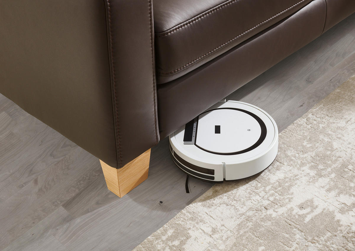 ECKSOFA Echtleder Dunkelbraun  - Eiche Bianco/Dunkelbraun, Natur, Leder/Holz (257/235cm) - Valdera