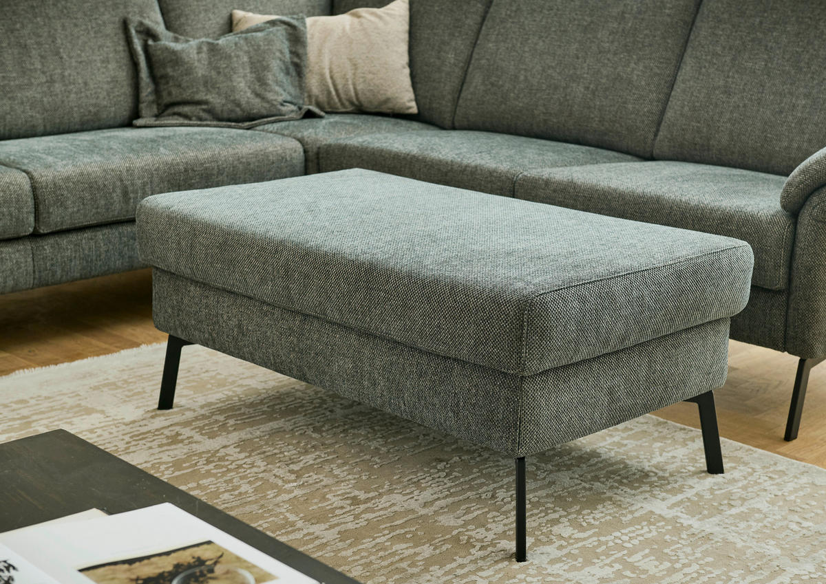 ECKSOFA 269/249 cm  in Chenille Olivgrün Rücken echt  269/249 cm  - Schwarz/Olivgrün, KONVENTIONELL, Textil/Metall (269/249cm) - Pure Home Comfort