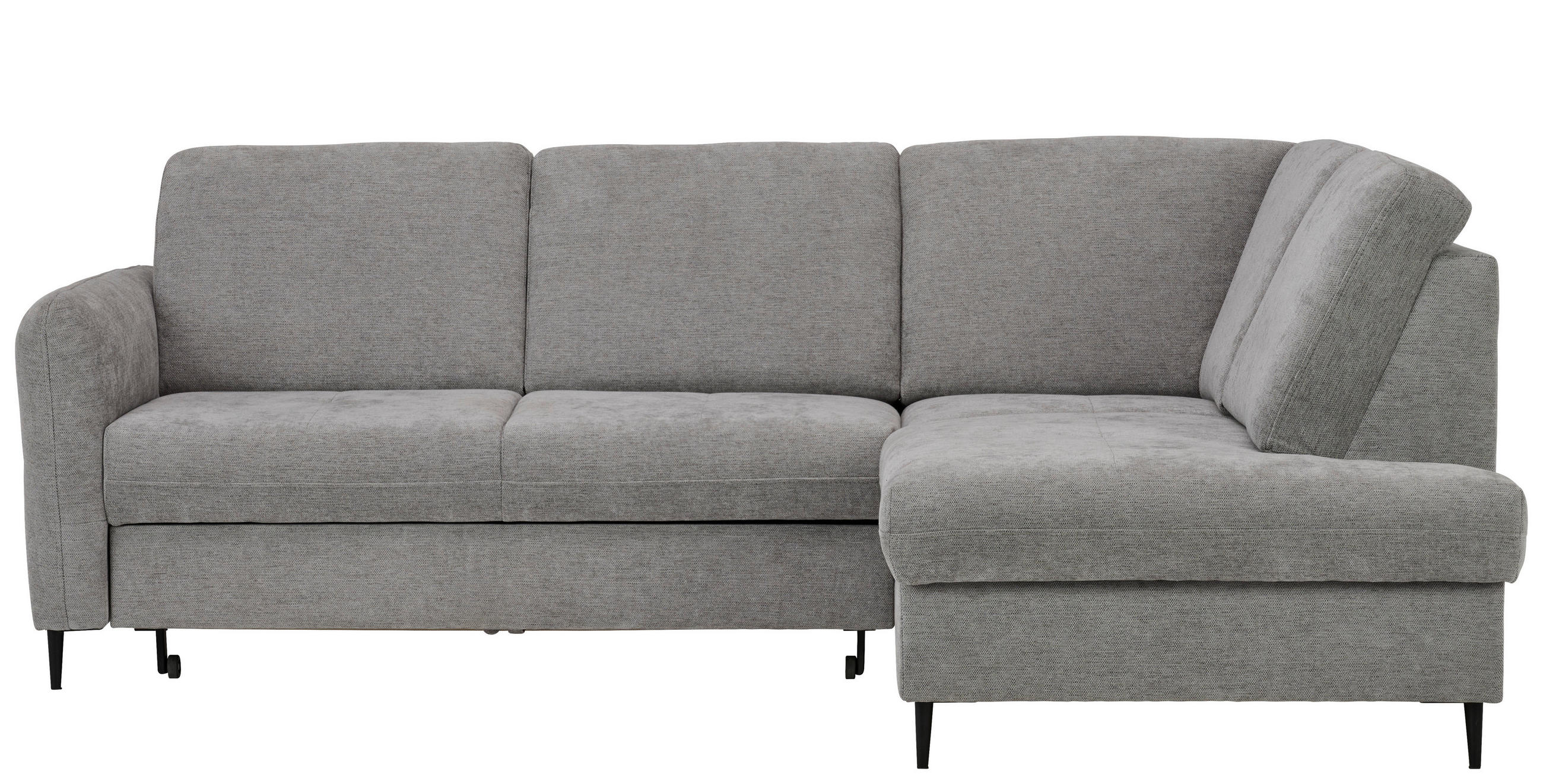 ECKSOFA Grau Chenille Schlaffunktion, Rücken echt, Stauraum  - Schwarz/Grau, MODERN, Holz/Textil (241/184cm) - Carryhome