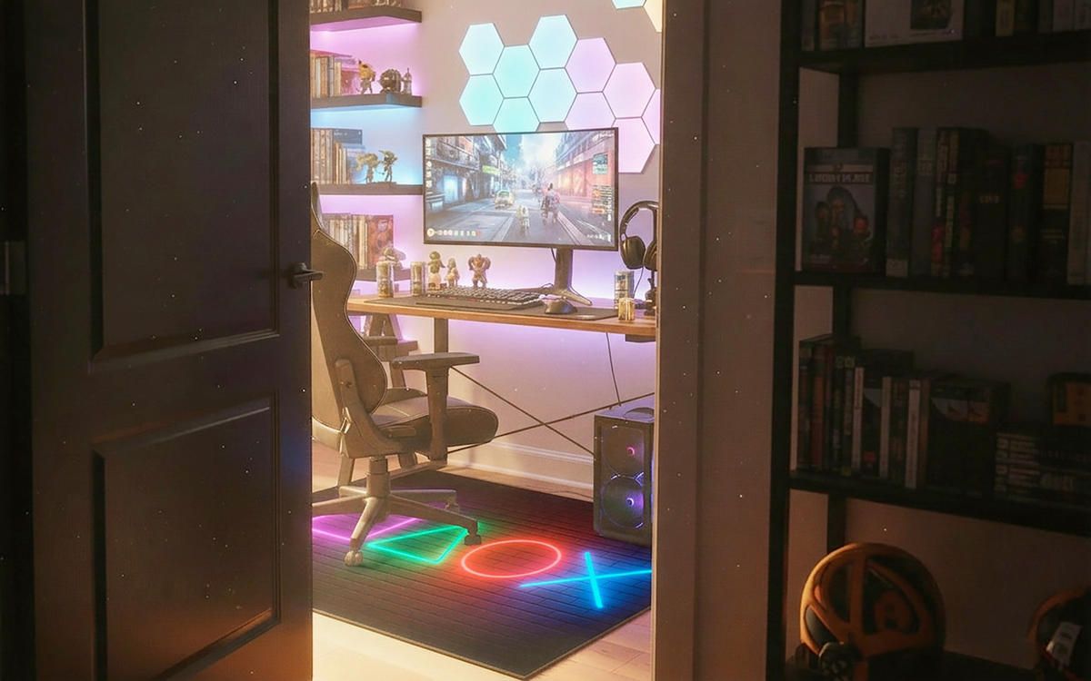 FUßMATTE 90/145 cm Neon Gaming  - Multicolor, Trend, Kunststoff/Textil (90/145cm) - Esposa