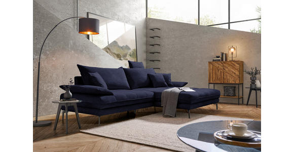 ECKSOFA in Flachgewebe Schwarz 292/176 cm - Schwarz, MODERN, Textil/Metall (292/176cm) - Carryhome