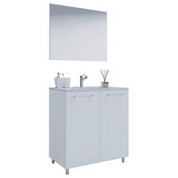 BADEZIMMER 3-teilig  in 80 cm  - Alufarben/Weiß, MODERN, Keramik/Holzwerkstoff (80cm) - MID.YOU