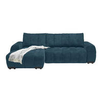 ECKSOFA Flachgewebe Petrol  - Schwarz Hochglanz/Petrol, Modern, Textil/Metall (166/93/273cm) - MID.YOU