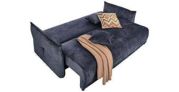 BOXSPRINGSOFA in Chenille Dunkelblau  - Schwarz/Dunkelblau, MODERN, Kunststoff/Textil (235/95/108cm) - Hom`in