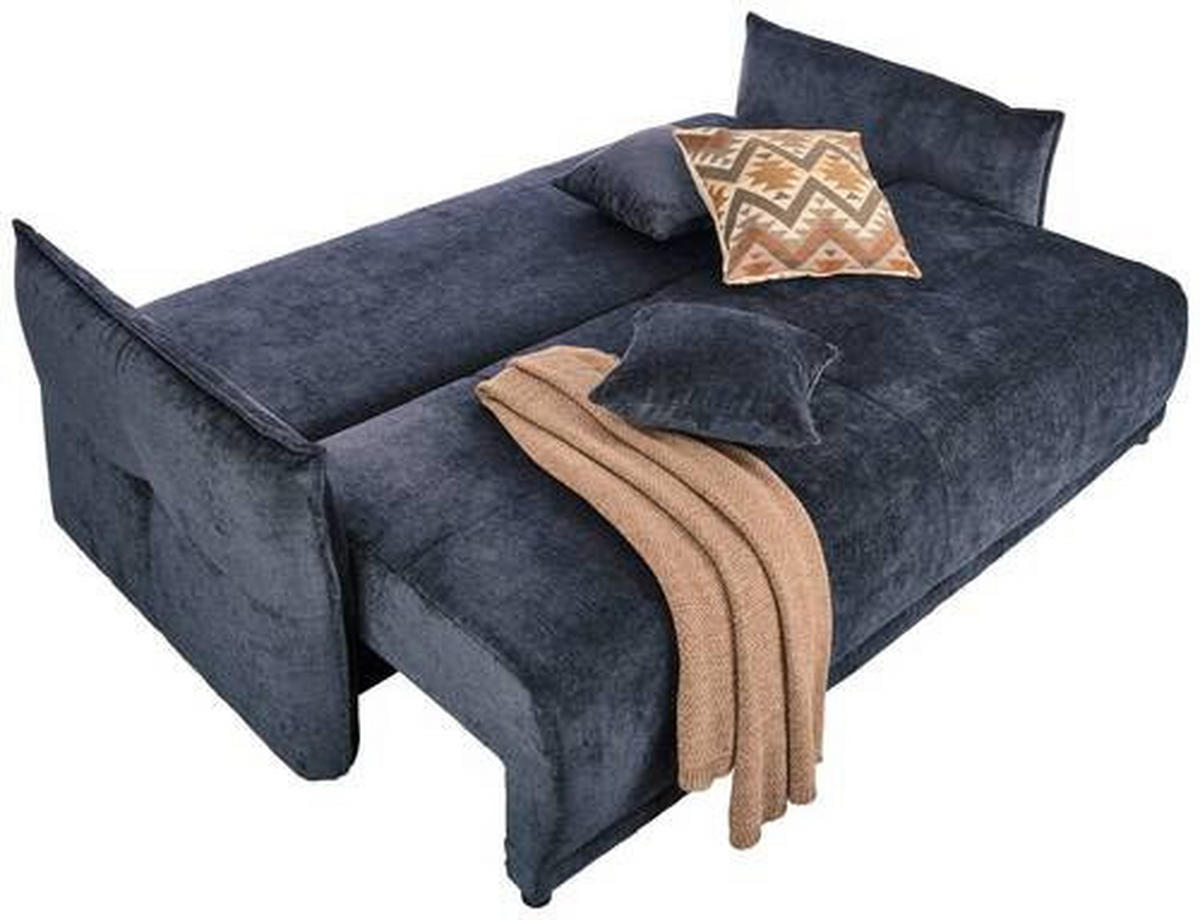 BOXSPRINGSOFA in Chenille Dunkelblau  - Schwarz/Dunkelblau, Modern, Kunststoff/Textil (235/95/108cm) - Hom`in