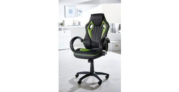 GAMINGSTUHL  in Lederlook, Netzbespannung Grün, Schwarz  - Schwarz/Grün, Design, Kunststoff/Textil (61,5/111-121/66cm) - Carryhome