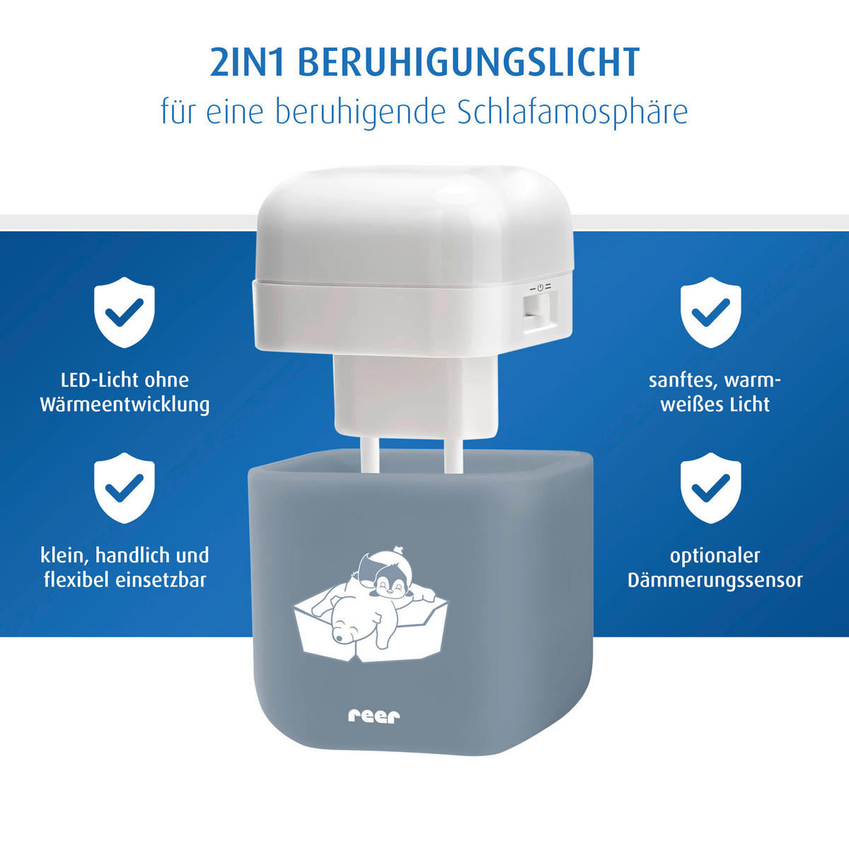 KINDER-NACHTLICHT 6/7,5/6 cm   - Graublau, Basics, Kunststoff (6/7,5/6cm) - Reer