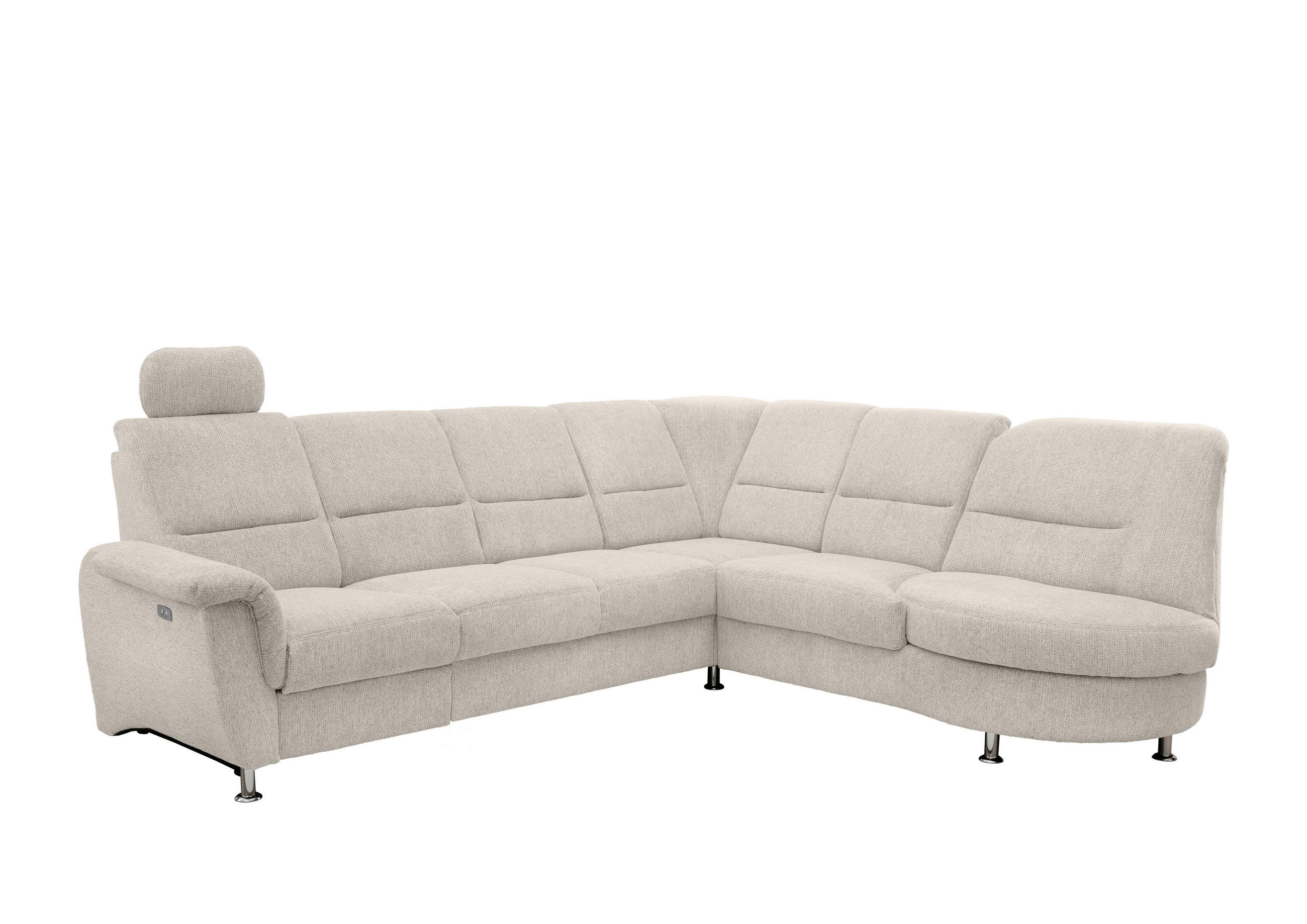 ECKSOFA in Chenille Beige  275/236 cm  - Chromfarben/Beige, MODERN, Textil/Metall (275/236cm) - Livetastic