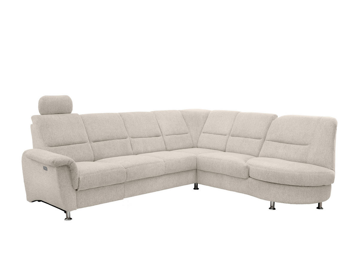 ECKSOFA in Chenille Beige  275/236 cm  - Chromfarben/Beige, MODERN, Textil/Metall (275/236cm) - Livetastic