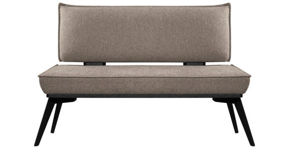 SITZBANK 153/90/65 cm Webstoff Schwarz, Taupe Buche massiv - Taupe/Schwarz, Basics, Holz/Textil (153/90/65cm) - Carryhome
