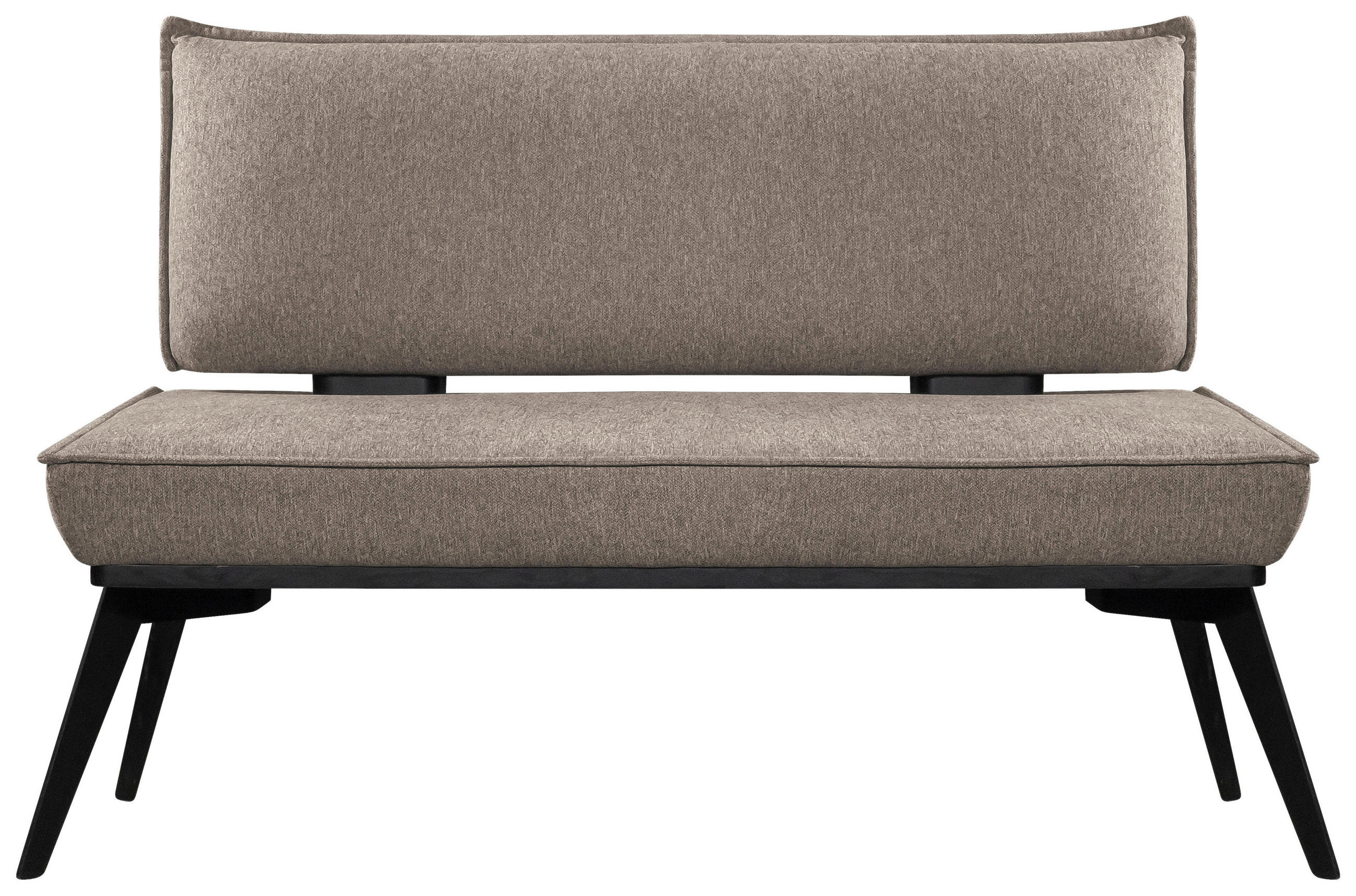 SITZBANK 153/90/65 cm Webstoff Schwarz, Taupe Buche massiv  - Taupe/Schwarz, Basics, Holz/Textil (153/90/65cm) - Carryhome