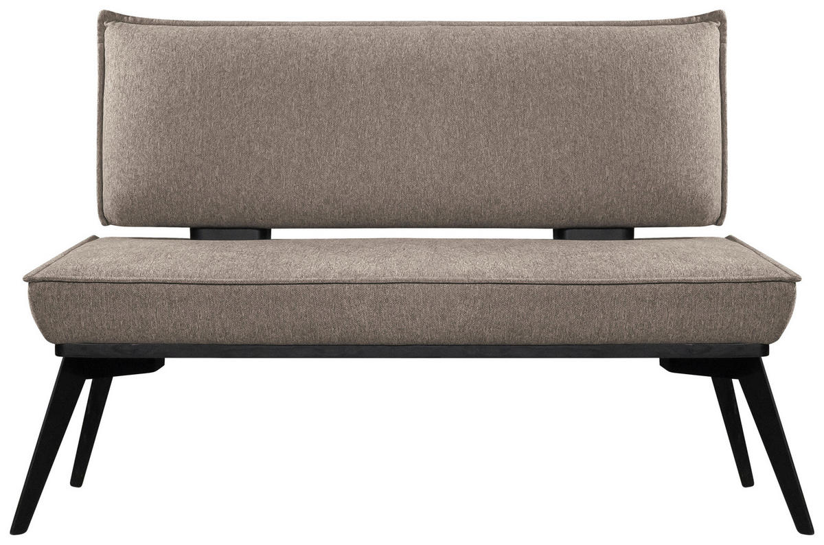 SITZBANK 153/90/65 cm Webstoff Schwarz, Taupe Buche massiv  - Taupe/Schwarz, Basics, Holz/Textil (153/90/65cm) - Carryhome
