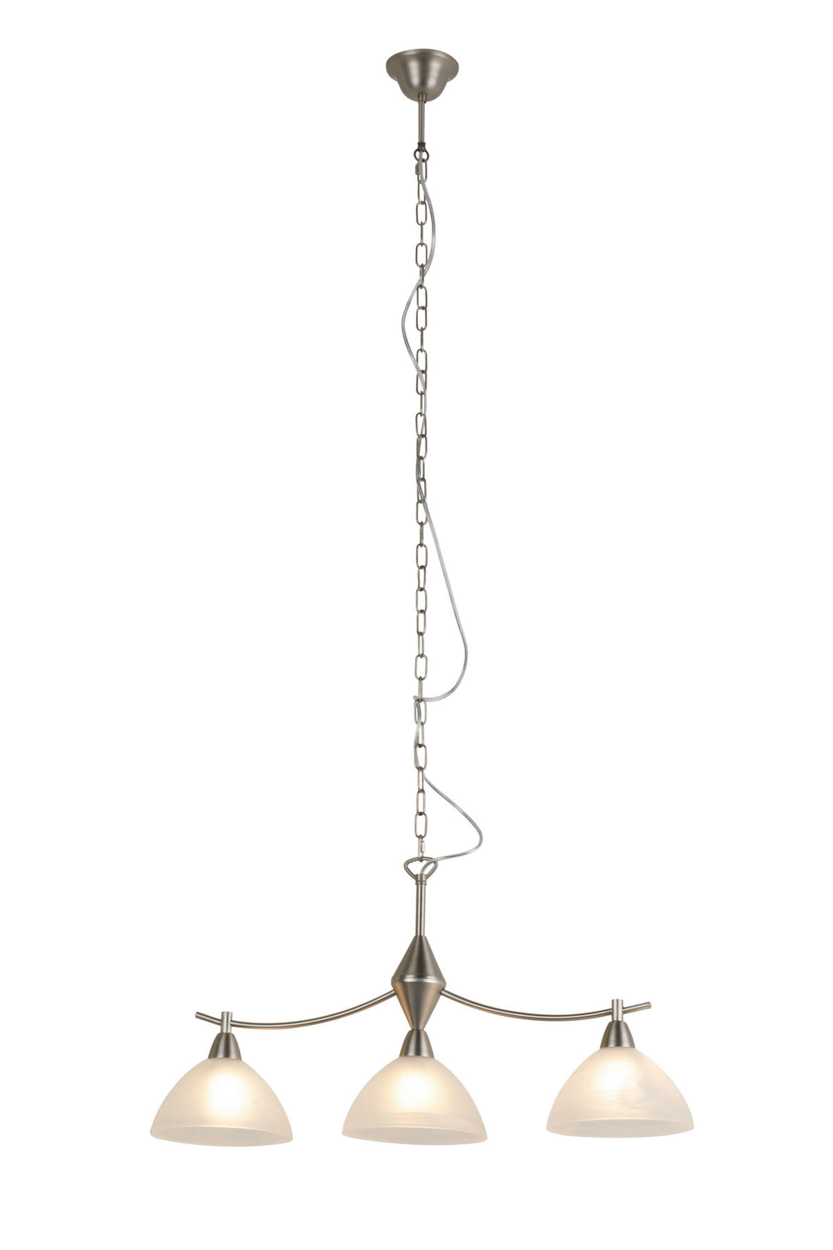 HÄNGELEUCHTE 74/150 cm  - Alabasterfarben/Nickelfarben, KONVENTIONELL, Glas/Metall (74/150cm) - Novel