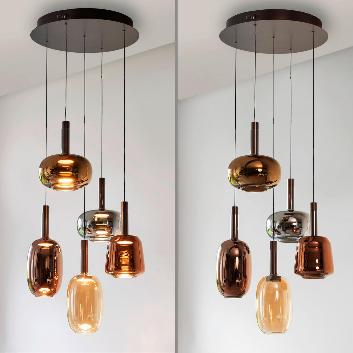 VISIACE LED SVIETIDLO - tmavý dub, Design, kov/plast (55/55/200cm)