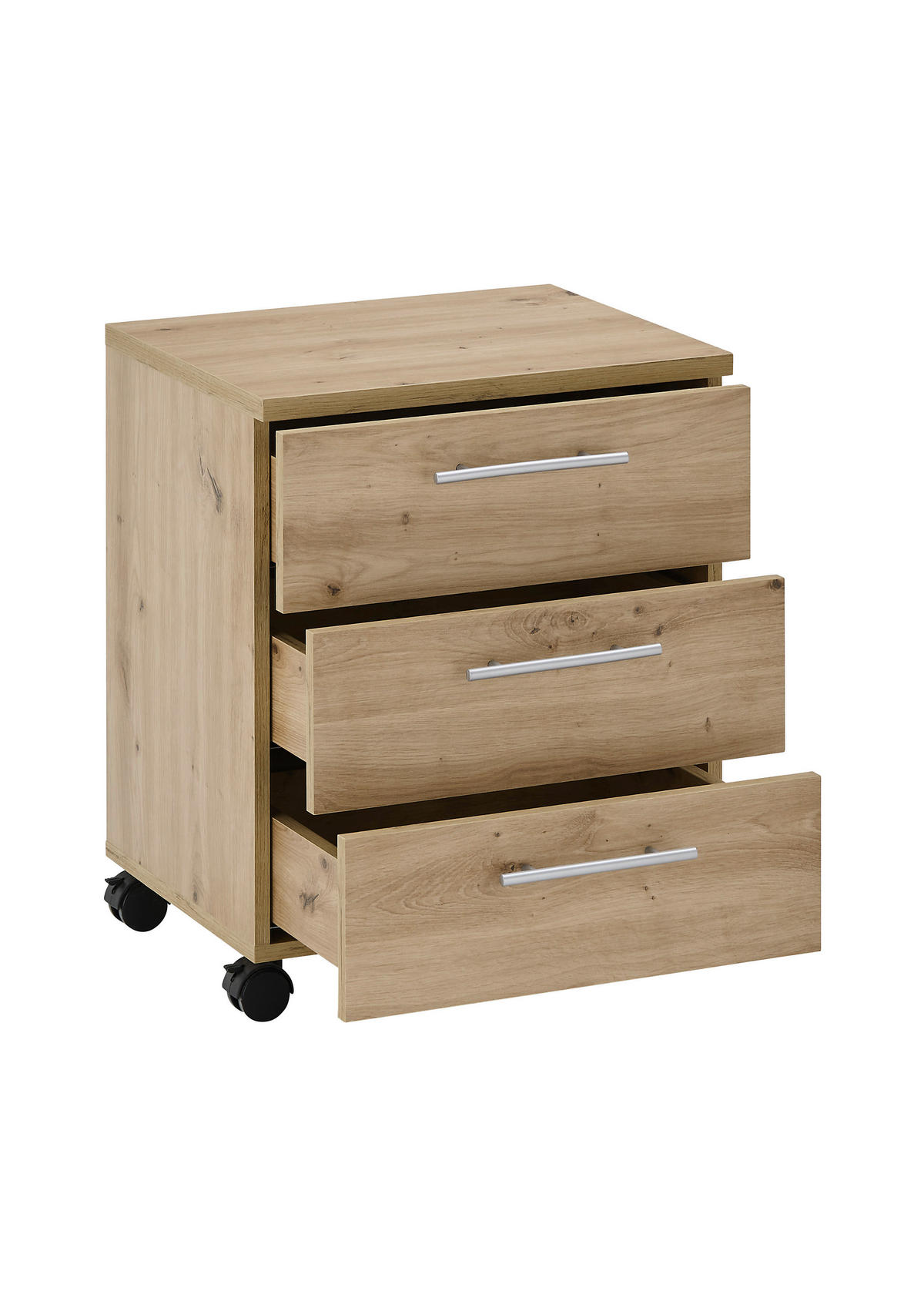 ROLLCONTAINER Eiche Artisan  - Silberfarben/Eiche Artisan, MODERN, Holzwerkstoff/Kunststoff (40/56/39cm) - Carryhome