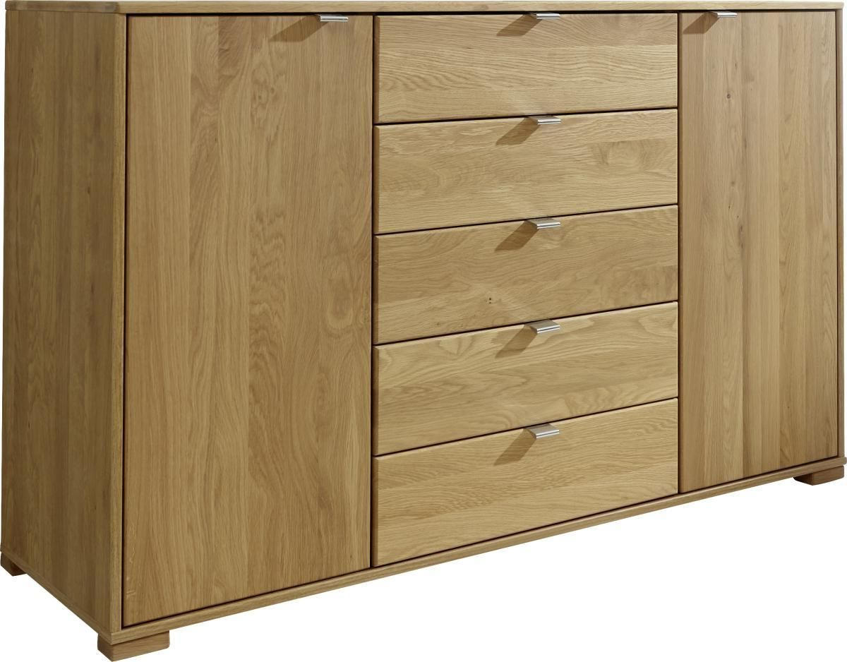 KOMMODE 141/86/43 cm Eiche teilmassiv - Chromfarben, Design, Holz/Metall (141/86/43cm) - Dieter Knoll