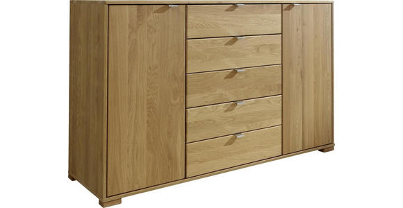 KOMMODE 141/86/43 cm Eiche teilmassiv  - Chromfarben, Design, Holz/Metall (141/86/43cm) - Dieter Knoll