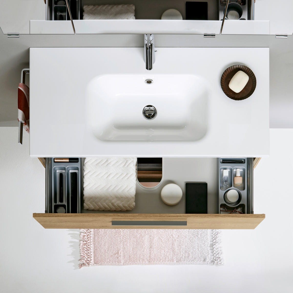 BADEZIMMER 3-teilig  in 101 cm  - Eichefarben/Weiß, Design, Glas/Holzwerkstoff (101cm) - Musterring