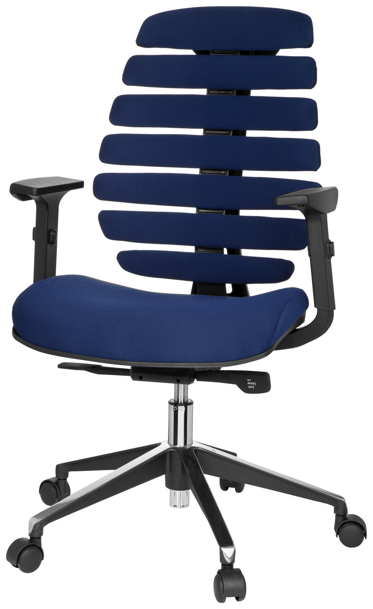 OTOČNÁ ŽIDLE, plochá tkanina, modrá, černá - modrá/černá, Moderní, kov/textil (65/115/50cm) - MID.YOU
