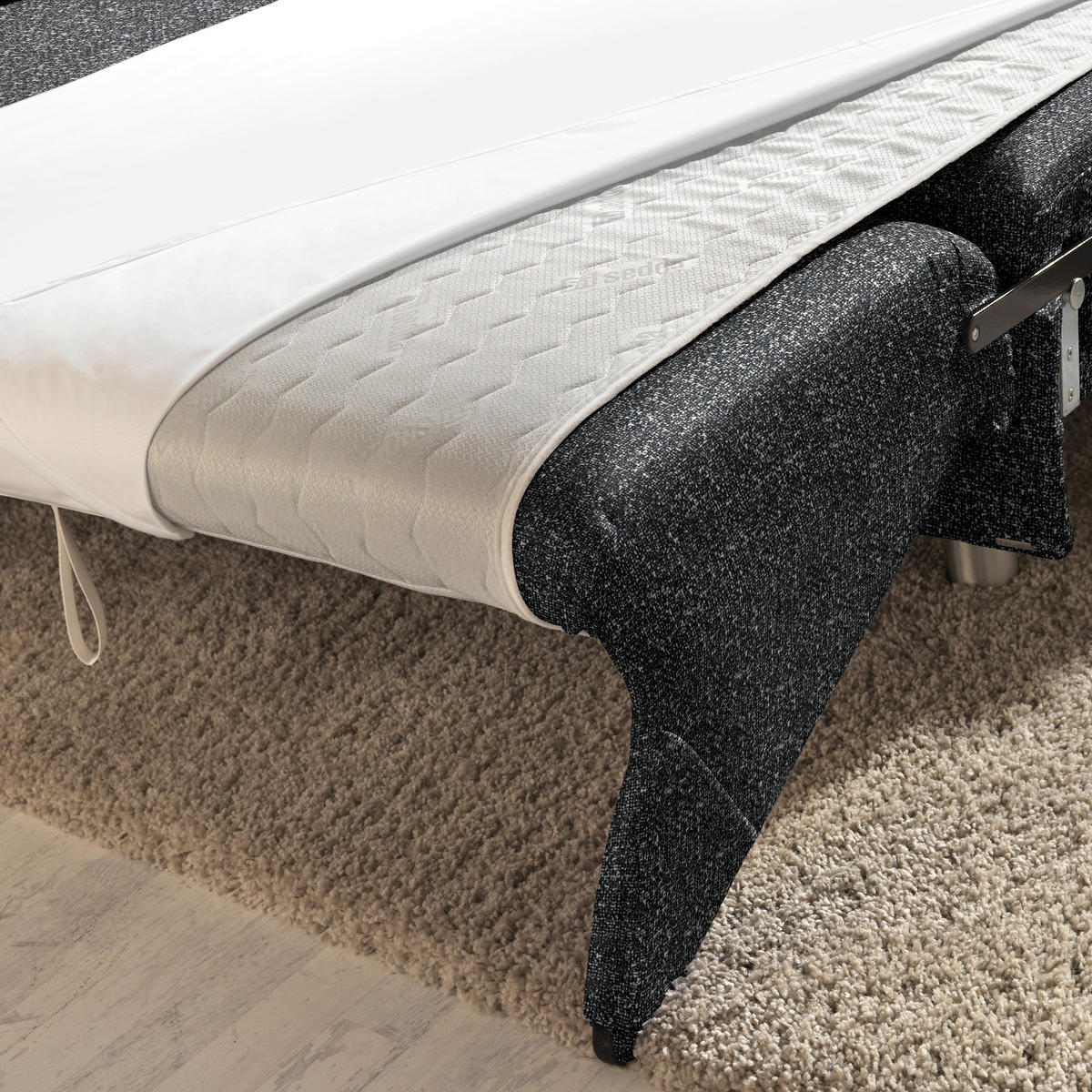 ECKSOFA  in Mikrovelours Anthrazit  208/227 cm  - Anthrazit/Alufarben, KONVENTIONELL, Textil/Metall (208/227cm) - Sedda