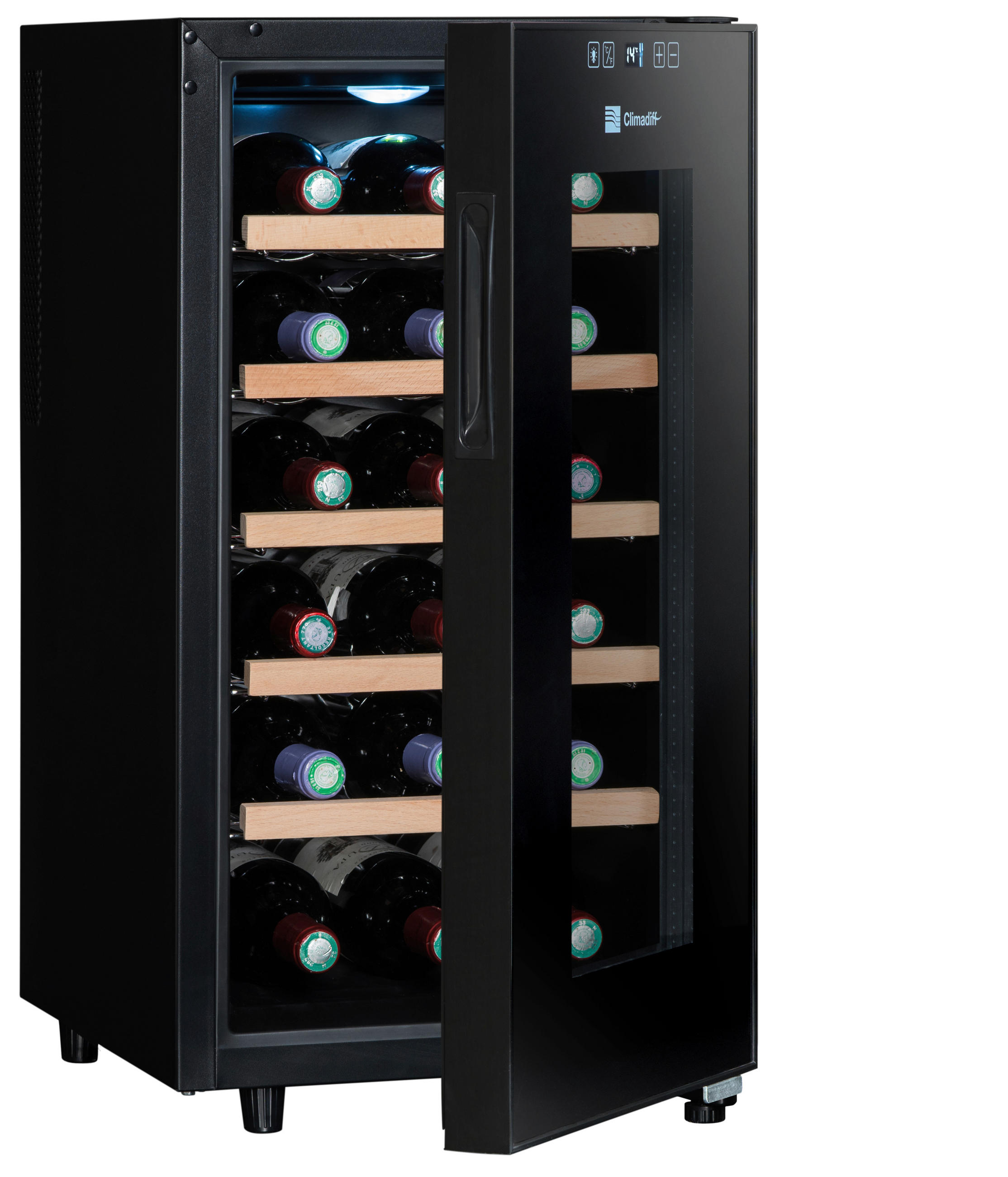WEINKÜHLSCHRANK CC18F  - Schwarz, Basics, Glas (34,5/67,0/48,5cm)
