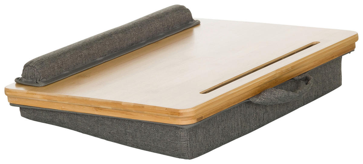 LAPTOPSTÖD - brun/grå, Basics, textil/naturmaterial (42/9/34cm) - MID.YOU