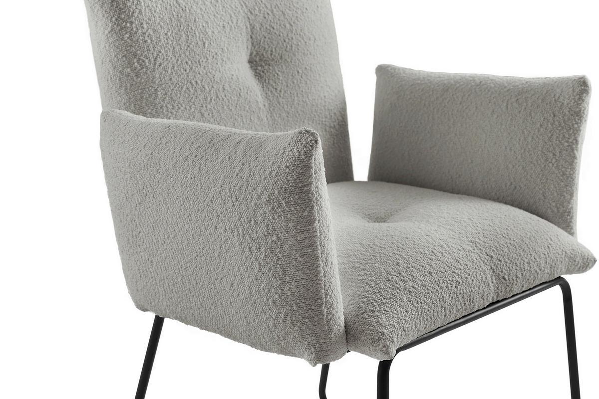ŽIDLE S PODRUČKAMI, buklé, světle šedá - černá/světle šedá, Moderní, kov/textil (73,5/87/64,5cm) - Livetastic