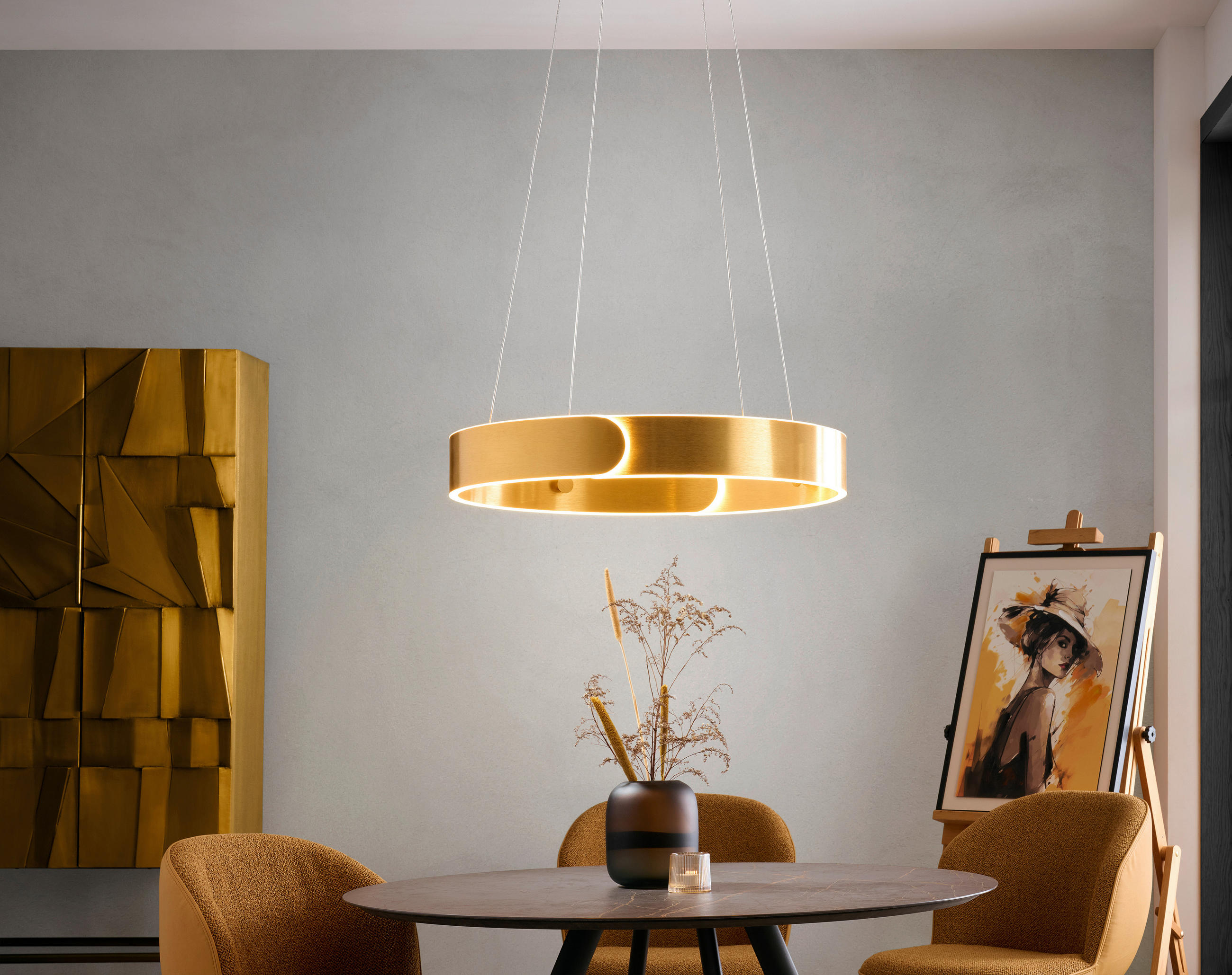 ZÁVĚSNÉ LED SVÍTIDLO, 63/64/150 cm - barvy zlata, Design, kov (63/64/150cm) - Dieter Knoll