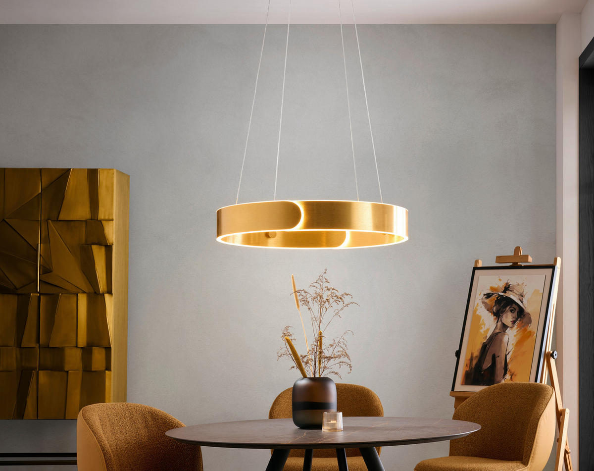 LED-HÄNGELEUCHTE Otis 63/64/150 cm   - Goldfarben, Design, Metall (63/64/150cm) - Dieter Knoll
