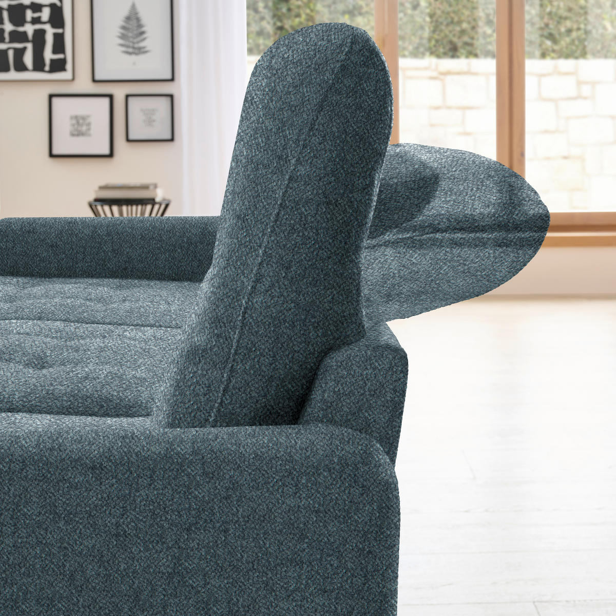 ECKSOFA Blau Flachgewebe  - Blau/Schwarz, KONVENTIONELL, Textil/Metall (190/254cm) - Livetastic
