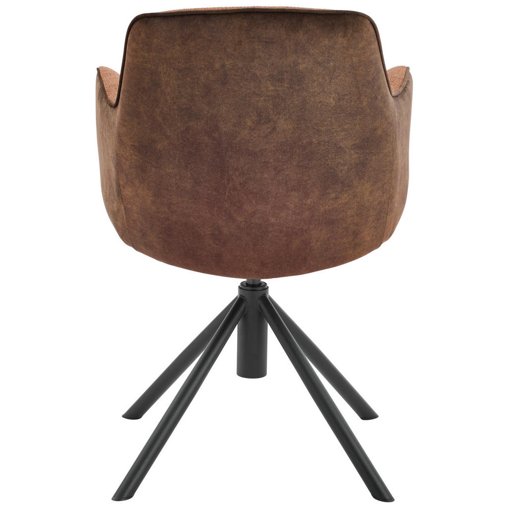 Thumbnail - Novel Armlehnstuhl, Schwarz, Rost, Metall, Textil, konisch, rund, A-Form, 60x88x64 cm, Sitzfläche 360° drehbar, Esszimme...