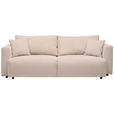 SCHLAFSOFA mit Stoffauswahl, Schlafen auf Sitzhöhe, Rücken echt Cord Beige - Beige/Schwarz, Design, Kunststoff/Textil (250/92/105cm) - Carryhome