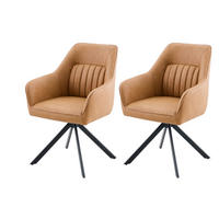 ARMLEHNSTUHL-SET 2 Stück  in Stahl Lederlook  - Cognac/Schwarz, MODERN, Textil/Metall (62/92/68cm) - MID.YOU