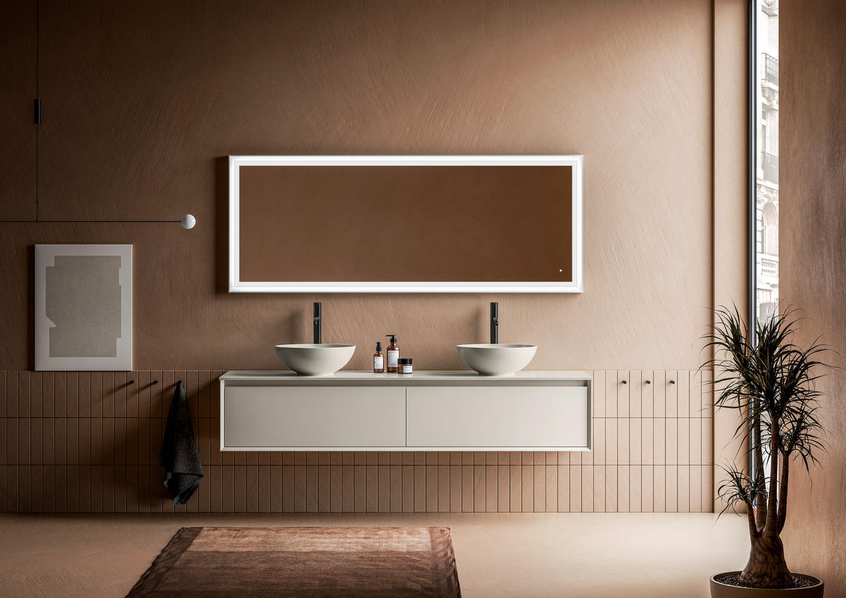 BADEZIMMER  in 180 cm  - Weiß/Cappuccino, Design, Holzwerkstoff/Stein (180cm) - Emilio Belluti