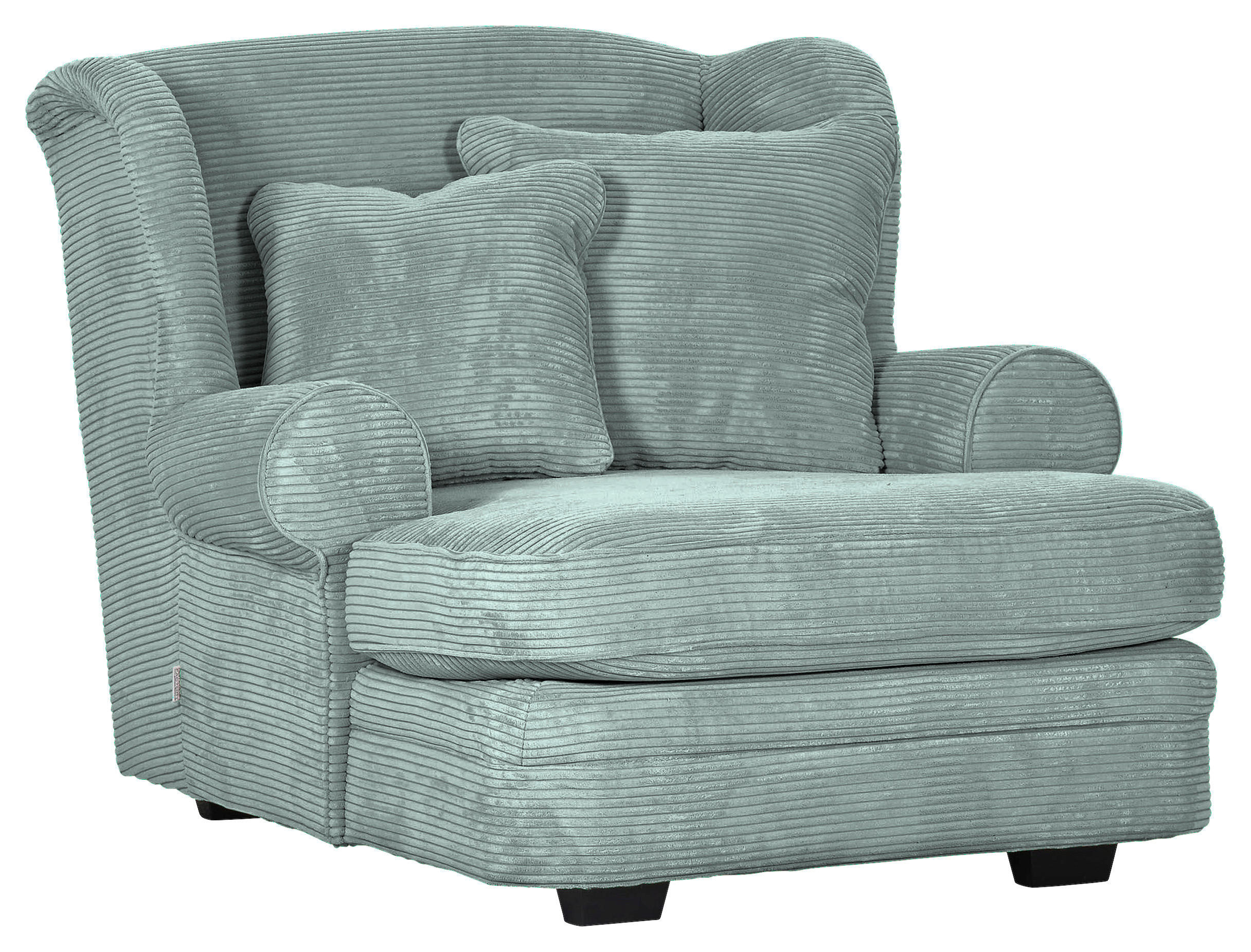 XXL-SESSEL Cord Mintgrün  - Beige/Dunkelbraun, Design, Holz/Textil (121/100/140cm) - Ambia Home
