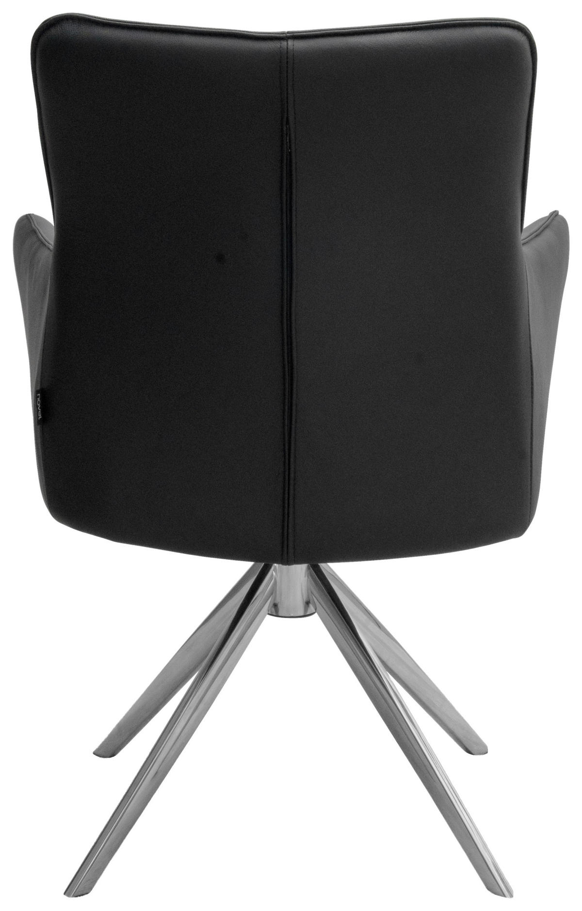 ARMLEHNSTUHL  Sitzfläche 360° drehbar, inklusive Armlehnen  Echtleder  Grau, Edelstahlfarben  - Edelstahlfarben/Grau, Design, Leder/Metall (60/89/64cm) - Novel