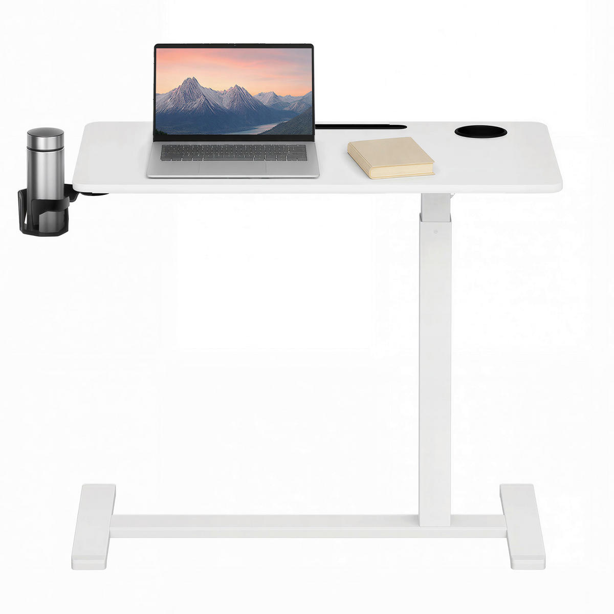 LAPTOPTISCH 80/45/65-102 cm Weiß höhenverstellbar, Kabeldurchlass, Getränkehalter  - Weiß, Basics, Holzwerkstoff/Kunststoff (80/45/65-102cm) - Boxxx