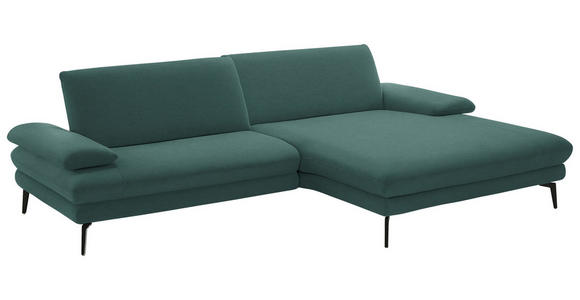ECKSOFA  in Chenille, Flachgewebe Opal  284/180 cm  - Opal/Schwarz, Design, Textil/Metall (284/180cm) - Dieter Knoll