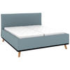 POLSTERBETT 180/200 cm,  in Blau, Matratze, Lattenrost, Bettkasten, H2 + H3 = mittel + fest  - Blau/Eichefarben, Design, Holz/Textil (180/200cm) - Musterring