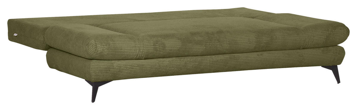 SCHLAFSOFA Cord Dunkelgrün  - Dunkelgrün/Schwarz, KONVENTIONELL, Textil/Metall (200/78/95cm) - home24