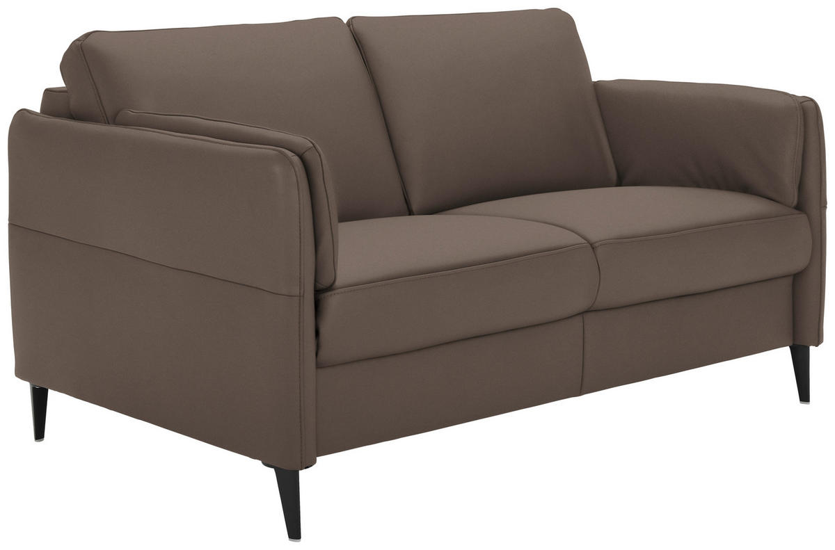 2,5-SITZER in Echtleder Dunkelbraun  - Dunkelbraun/Schwarz, Design, Leder/Metall (164/84/99cm) - Dieter Knoll
