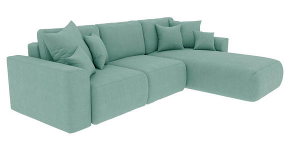 ECKSOFA Mintgrün Velours  - Chromfarben/Mintgrün, KONVENTIONELL, Kunststoff/Textil (293/195cm) - Carryhome