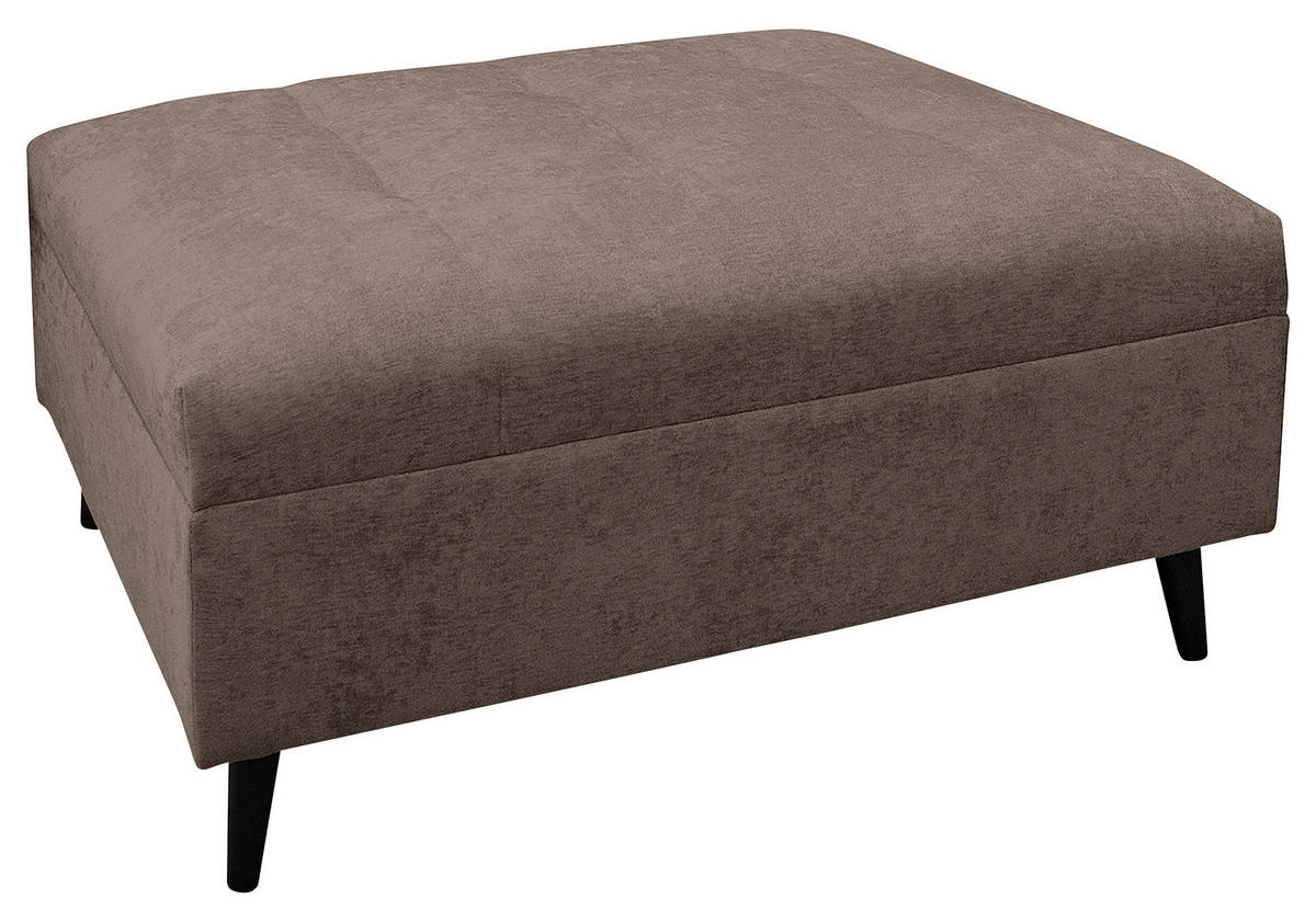 Ecksofa inkl. Hocker in Flachgewebe Braun  - Schwarz/Braun, Design, Holz/Textil (247/174cm) - MID.YOU