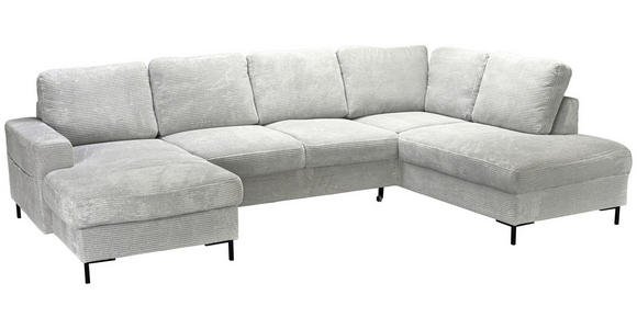 WOHNLANDSCHAFT Naturfarben Cord  - Schwarz/Naturfarben, KONVENTIONELL, Textil/Metall (148/303/197cm) - Carryhome