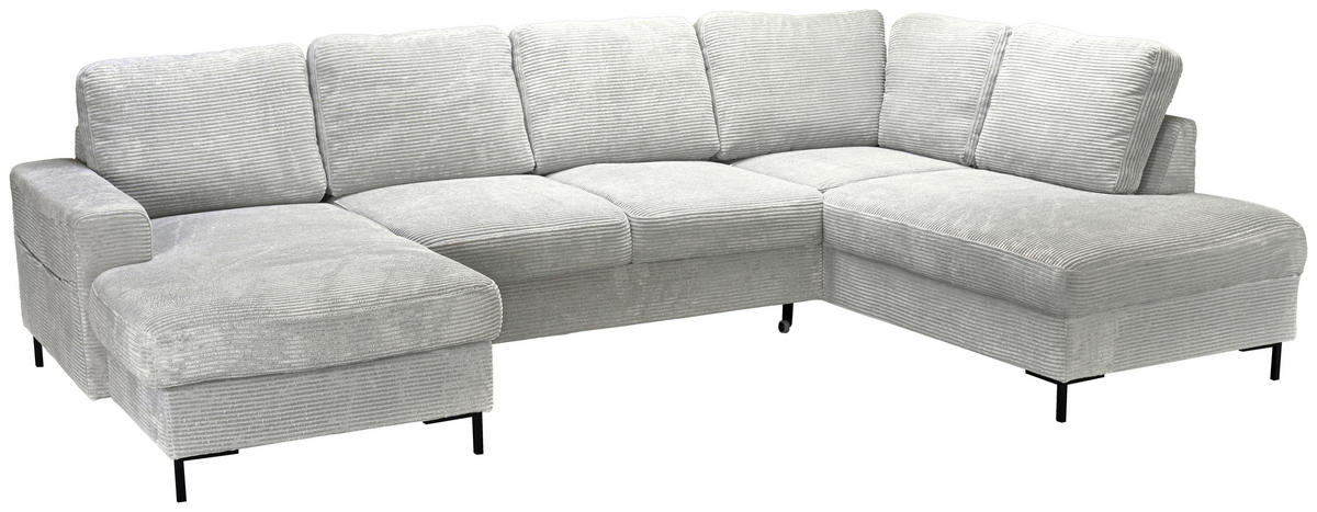 WOHNLANDSCHAFT Naturfarben Cord  - Schwarz/Naturfarben, KONVENTIONELL, Textil/Metall (148/303/197cm) - Carryhome