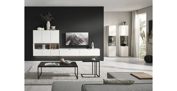 WOHNWAND  in Weiß  348,8/136,3/37,1 cm  - Schwarz/Weiß, Design, Glas/Keramik (348,8/136,3/37,1cm) - Dieter Knoll